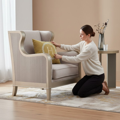 Textil Sessel 1 Sitzer Sofa Polster Sofas Design Luxus Klassische Modern Lehn