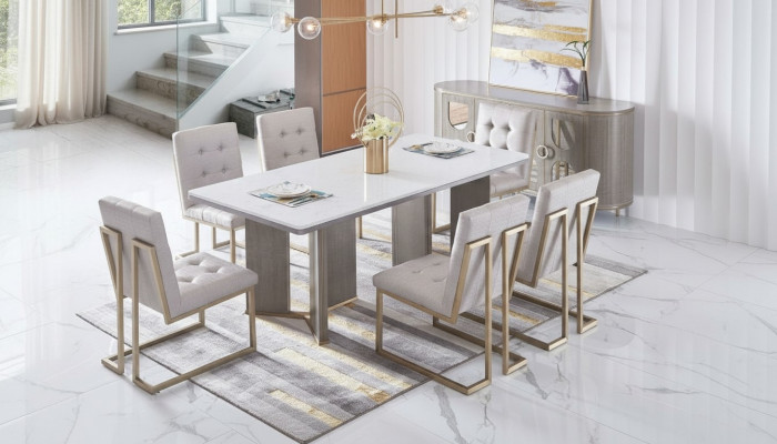 Esszimmer Design Möbel Stuhlgruppe Tisch 6 Lehn Stühle Set Garnitur Neu