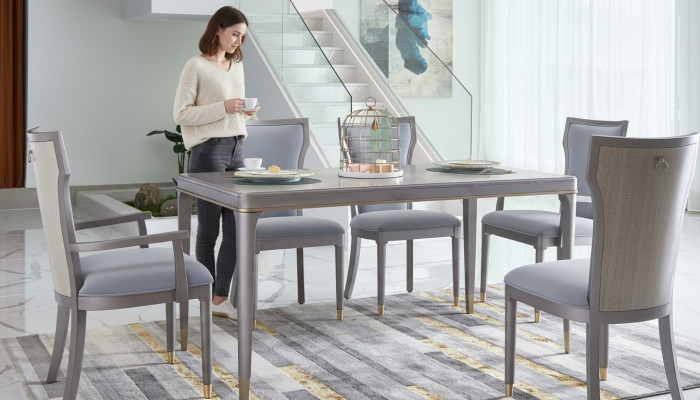 Komplett Set Esstisch + 6 Stühle Esszimmer Deko Garnitur Ess Gruppe Tisch
