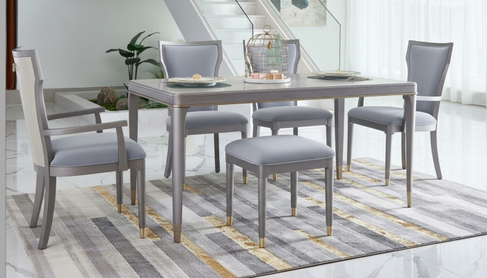 Komplett Set Esstisch + 6 Stühle Esszimmer Deko Garnitur Ess Gruppe Tisch