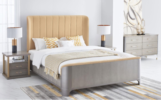 Bett Nachttisch 4 tlg. Schlafzimmer Set Design Modern Luxus Betten Gruppe Leder