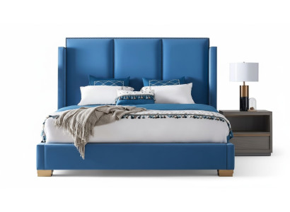 Schlafzimmer Design luxus Bett 180x200 Textil Doppel Bettgestell Blau