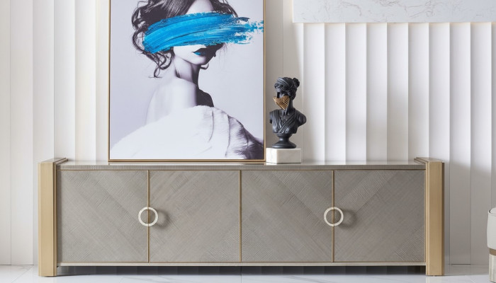 Kommode Designer Anrichte Side Low Board Schrank Deko Wohn Zimmer Regal