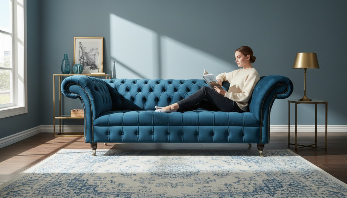 xxl big Sofa 3 Sitzer Couch Chesterfield Polster Sitz Garnitur Stoff Textil