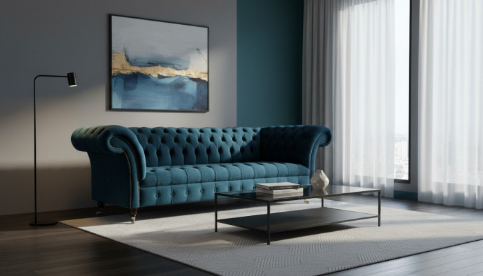 xxl big Sofa 3 Sitzer Couch Chesterfield Polster Sitz Garnitur Stoff Textil