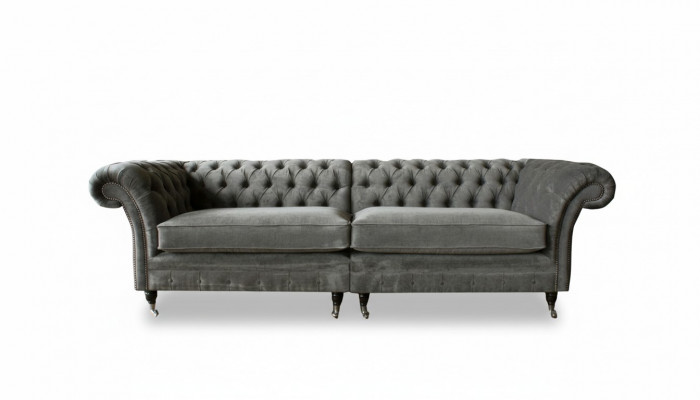 XXL Chesterfield Sofa 4 Sitzer Couch Polster Sitz Garnitur Textil Leder
