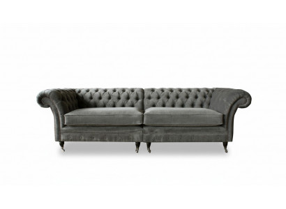 XXL Chesterfield Sofa 4 Sitzer Couch Polster Sitz Garnitur Textil Leder
