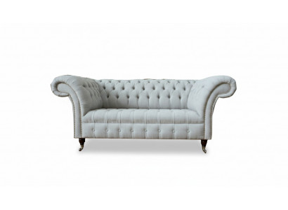 Chesterfield 2 Sitzer Wohnzimmer Couch Sofa Polster Textil Stoff Garnitur Neu