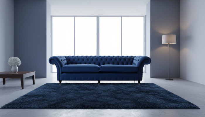 Blaue xxl Big Sofa Couch Chesterfield 265cm Polster Sofas 4 Sitzer