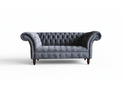 Chesterfield 3 Sitzer Wohnzimmer Couch Sofa Polster Sitz Textil Garnitur Grau