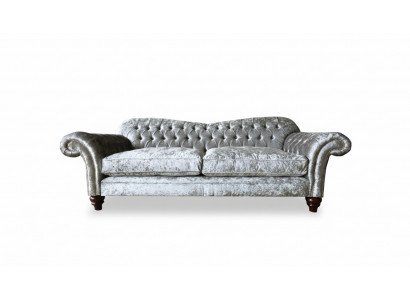 Dreisitzer Sofa 3 Sitz Couch Chesterfield Polster Sitz Garnitur Samt Graue