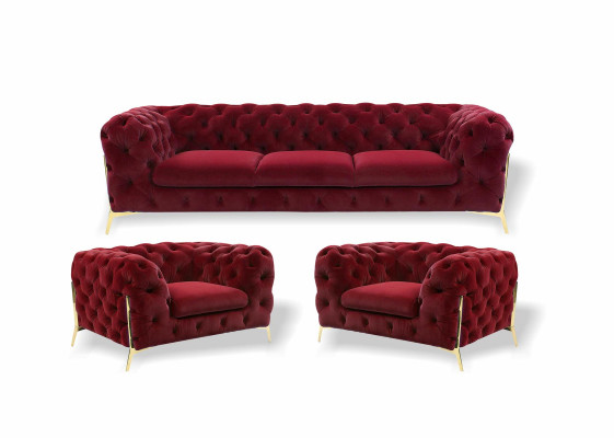 Chesterfield Designe Sofagarnitur 3+1+1 Sitz Sofa Couch Stoff Garnitur Polster Set