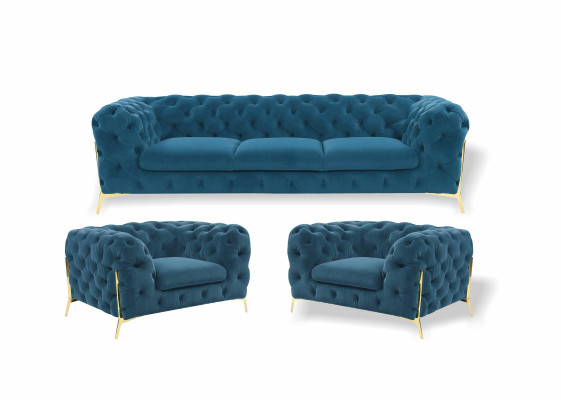 Chesterfield Designe Sofagarnitur 3+1+1 Sitz Sofa Couch Stoff Garnitur Polster Set