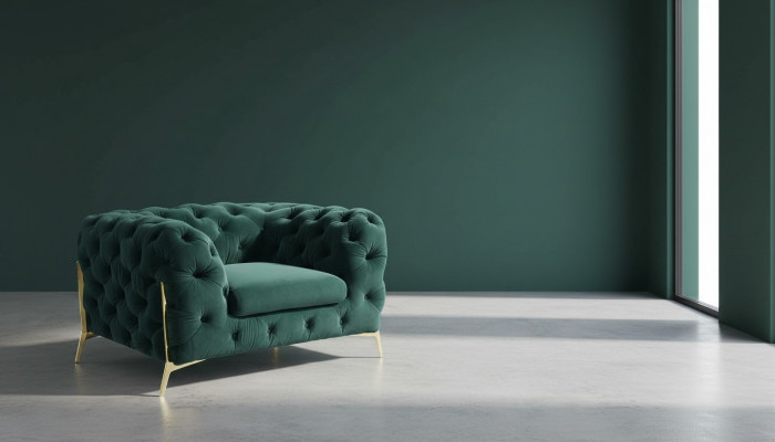 Chesterfield Ohrensessel Sessel 1 Sitzer Sofa Couch Polster Couchen Textil Neu