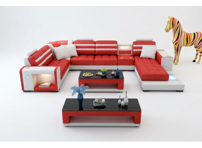 Ecksofa Polster Ecksofa U Form Couchtisch Sideboard Ledersofa Wohnlandschaft
