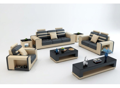 Sofagarnitur 321 Sitzer Tisch Hocker Couchtisch Sideboard Garnitur Moderne 5tlg.