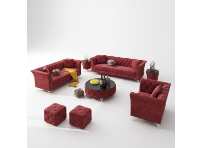 Chesterfield Set 8tlg Set Couch Polster Garnitur Beistelltisch Couchtisch Sofa
