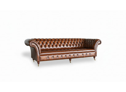 Braune Chesterfield Sofa Couch Polster Leder Couchen Garnitur 4 Sitzer
