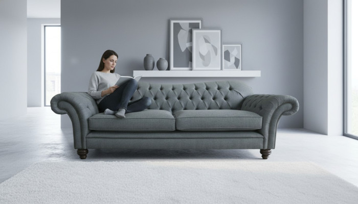 Big Chesterfield Polster Sofas Design Luxus Sofa 4 Sitzer Textil Couchen