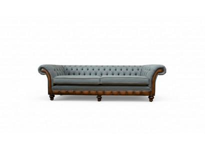 Big xxl Sofa 4 Sitzer Couch Chesterfield Polster Garnitur Leder Textil Grau