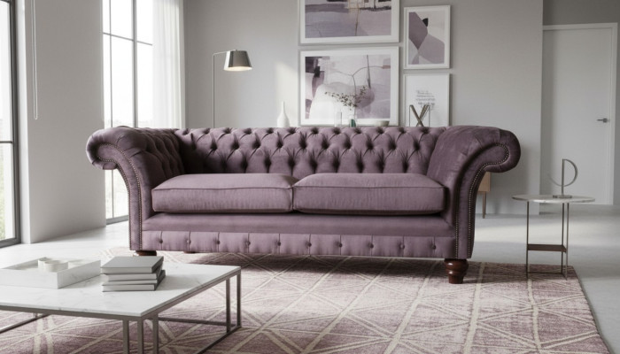 Chesterfield Couch Polster Klassischer Leder Textil 3 Sitzer Sofa Dreisitzer