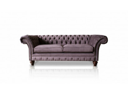 Chesterfield Couch Polster Klassischer Leder Textil 3 Sitzer Sofa Dreisitzer