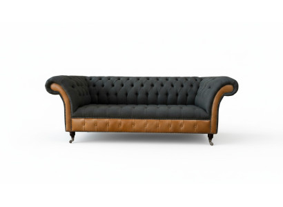 Stoff Couch Wohnlandschaft 3 Sitzer Design Sofa Sofas Couchen Graue Chesterfield