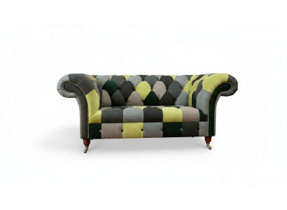 Chesterfield Sofa Couch Polster Sofas Klassischer 2 Sitzer Leder Textil Bunte
