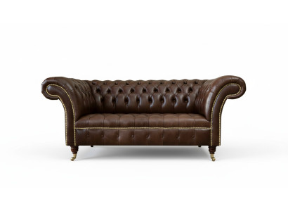 Chesterfield Samt Designer Sofa 2 Sitzer Couch Textil Leder Garnitur Braun Neu