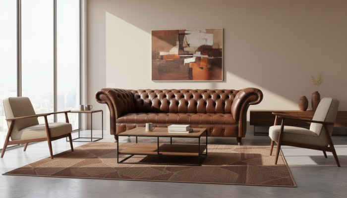 Chesterfield Couch Polster Sofas Klassische Leder 3 Sitzer Couchen Sofa Braun