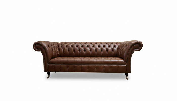 Chesterfield Couch Polster Sofas Klassische Leder 3 Sitzer Couchen Sofa Braun