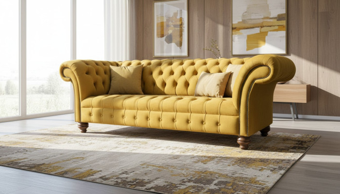 xxl Sofa Couch Chesterfield 225cm Polster Sofas 3 Sitzer Leder Textil Stoff Neu