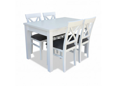 Design Holz Esszimmer Set Tisch 4x Lehn Stühle Set Garnitur Polster 5tlg Lehn