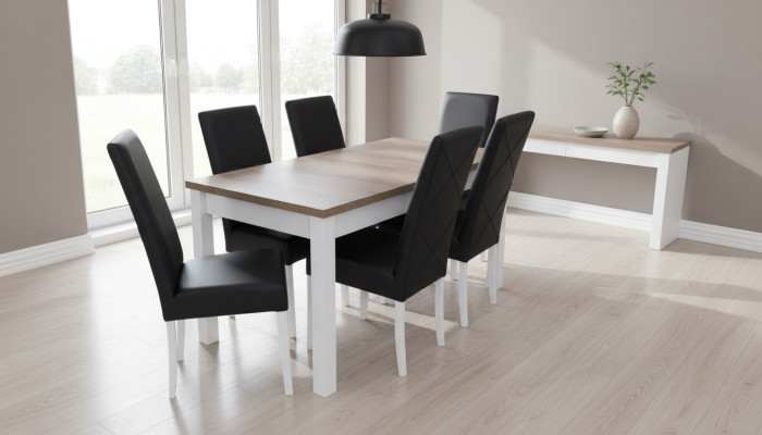 Komplett Esstisch 6 Stühle Esszimmer Set Ess Gruppe Holz Leder Tisch Tische 7tlg