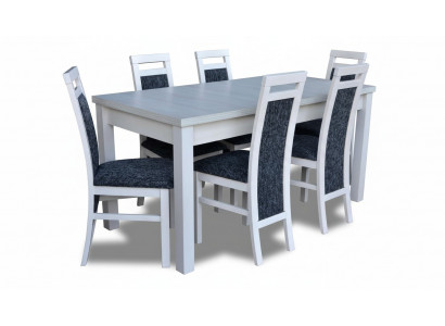 Tisch Esszimmer Garnitur Esstisch Stuhl Set 7tlg. Leder Holz Lehn Stühle Neu