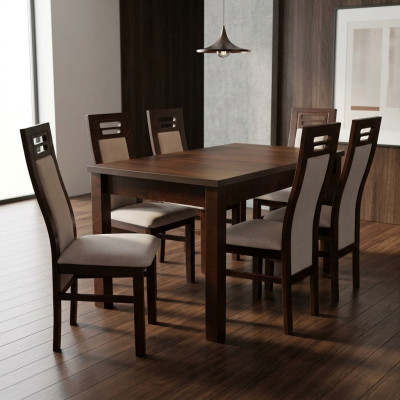 Holz Ess Tisch 6 Stühle Set Garnitur Zimmer Gruppe 7 tlg. Tische Lehnstühle Neu