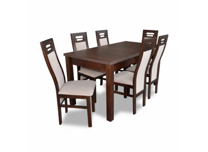 Holz Ess Tisch 6 Stühle Set Garnitur Zimmer Gruppe 7 tlg. Tische Lehnstühle Neu