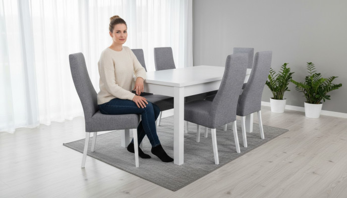Komplett Set Esstisch 6x Stühle Esszimmer Ess Gruppe Holz Tisch Tische 7tlg Neu
