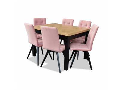 Luxus Esszimmer Gruppe Garnitur Design 7tlg.Tisch + 6 Stühle Lehnstühle Möbel