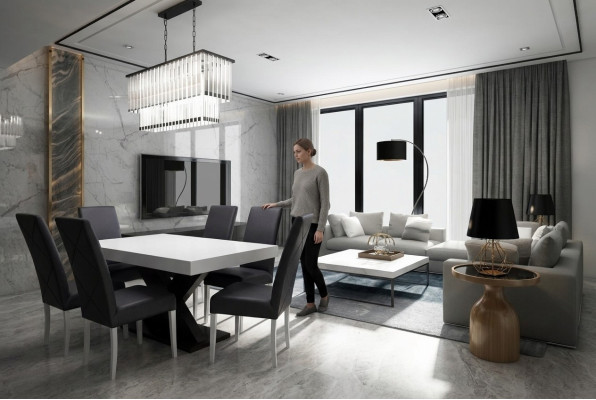 Esszimmer Set Vitrine Esstisch 6x Stuhl Garnitur Tisch Gruppe 7tlg. Set Modern