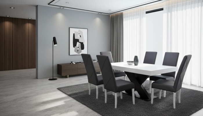 Esszimmer Set Vitrine Esstisch 6x Stuhl Garnitur Tisch Gruppe 7tlg. Set Modern