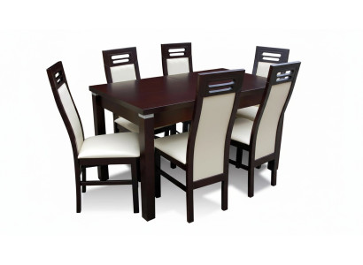 Holz Designer Ess Tisch + 6 Stühle Set Garnitur Zimmer Gruppe 7 tlg. Tische Neu