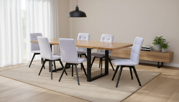 Komplett Set Esstisch + 6 Stühle Set Esszimmer HolzTische Ess Gruppe Tisch 7tlg