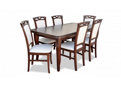 Klassischer Tisch Esstisch Esszimmer Holz Garnitur 6x Stuhl Set Stühle Lehn 7tlg