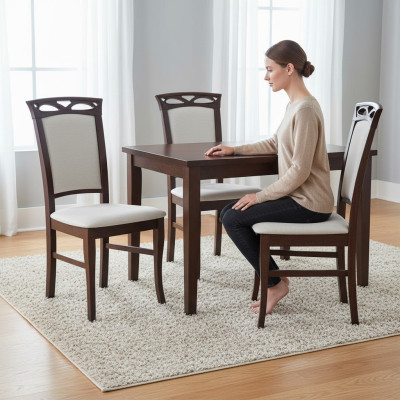 Massivholz Stuhl Esszimmerstuhl Designer Textil Holzstuhl Stühle Esszimmerstühle