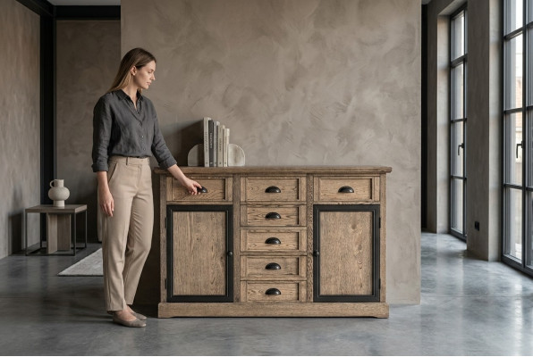 Konsolentisch Braun Holz Schublade Regal Beistelltisch Anrichte Kommode Möbel