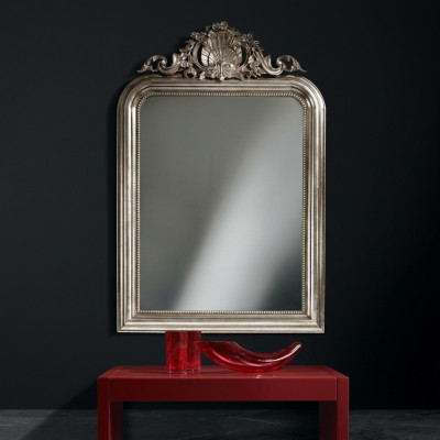 Klassischer Design Spiegel Wandspiegel Barock Rokoko Luxus Möbel Holz Rahmen Silber