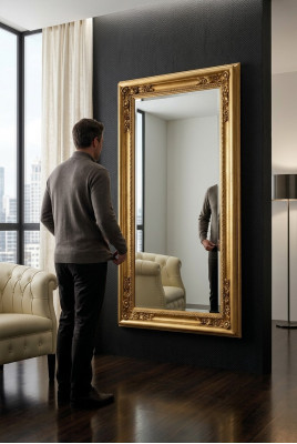 Moderner Großer Spiegel Wandspiegel Echt Holz Rahmen Hängespiegel Luxus Möbel Neu