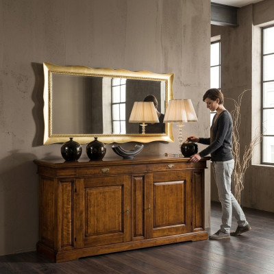 Spiegel wand glas xxl gold groß 181x91 rahmen holz Hängespiegel Barock Rokoko