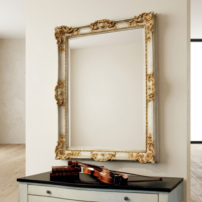 Spiegel Wandspiegel Designer Dielen Wohnzimmer Bad Holz Design 88x118 Barock